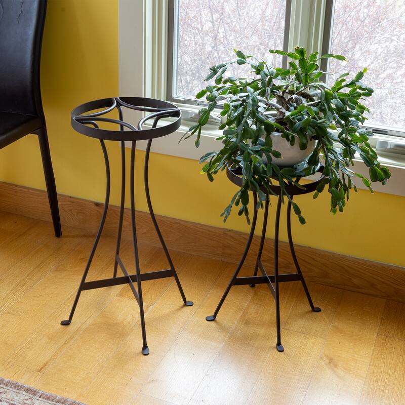 Achla Designs 18.75"H Roman Bronze Powedercoat Finish Wrought Iron Indoor Outdoor Tara Plant Stand - Middle, Patio Garden Accent
