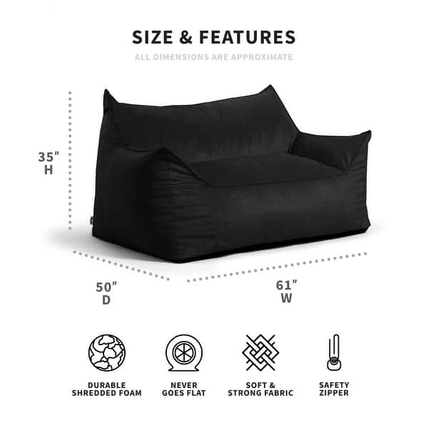 dimension image slide 3 of 2, Big Joe Imperial Fufton Bean Bag Sofa
