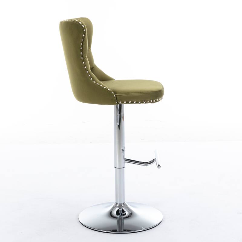 Modern Upholstered Swivel Barstools with Adjusatble Seat Height,Set of 2