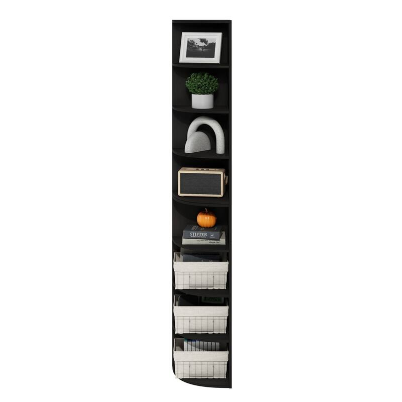 Furinno Econ 8-Tier Corner Shelf Bookcase, Bookshelf, Espresso