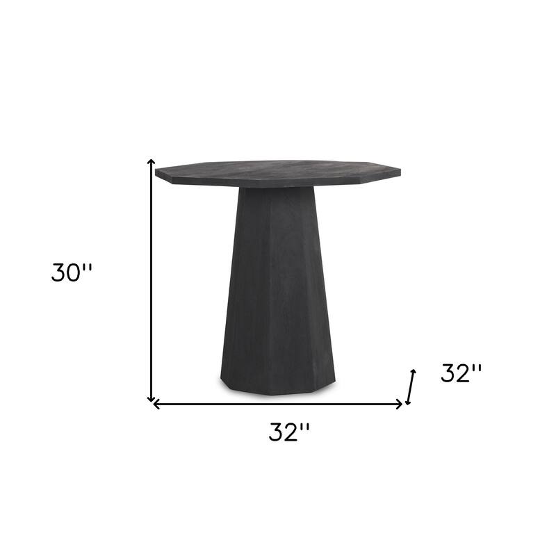 HomeRoots 30" Black Solid Wood and Wood Round Pedestal End Table - 32.00 in. x 30.00 in. x 32.00 in.