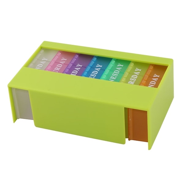 Home Plastic English Words Print 21 Compartments Capsule Pill Storage Box Multicolor