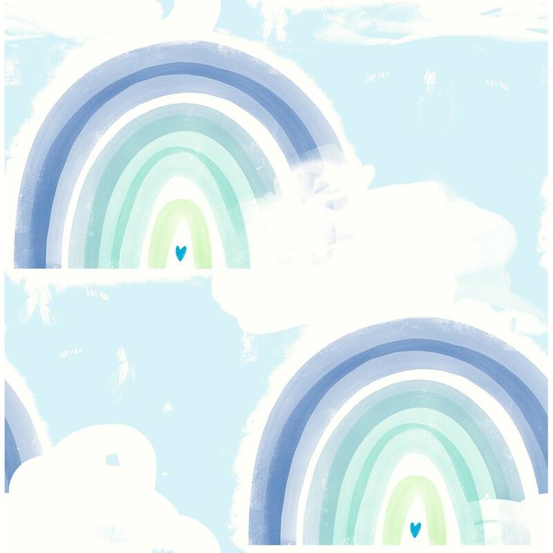 Seabrook Designs Day Dreamers Rainbows Unpasted Wallpaper - 20.5 in. W x 33 ft. L - Blue and Green