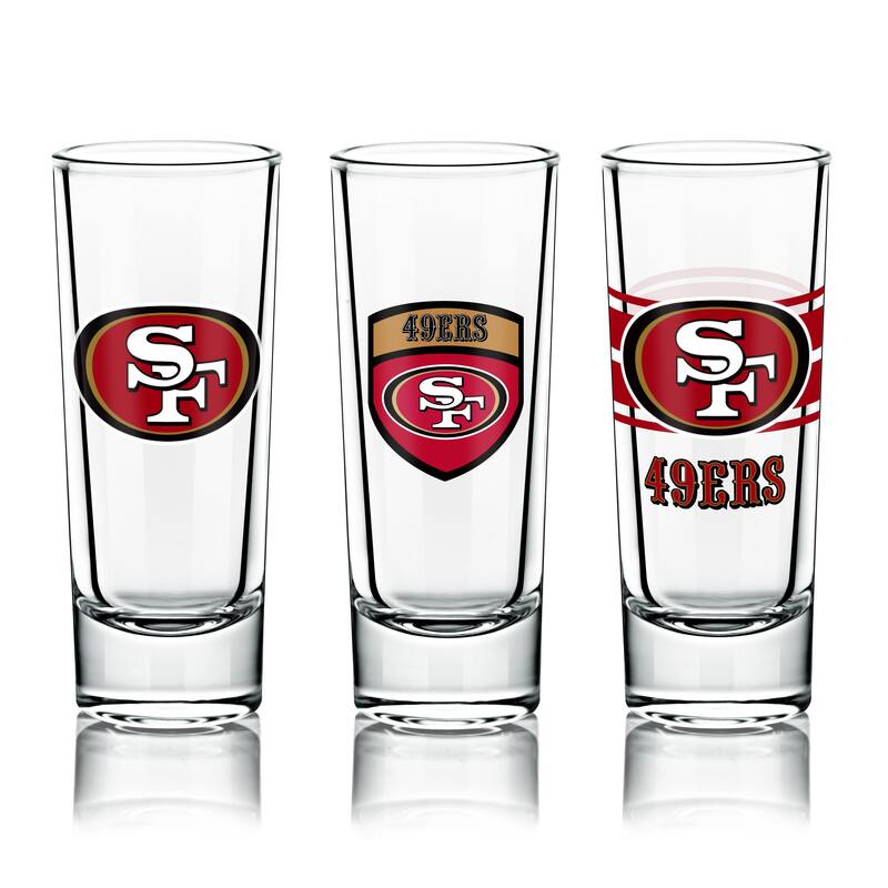 NFL Shot Glasses 6 Pack Set, Various Designs San Francisco 49ers On