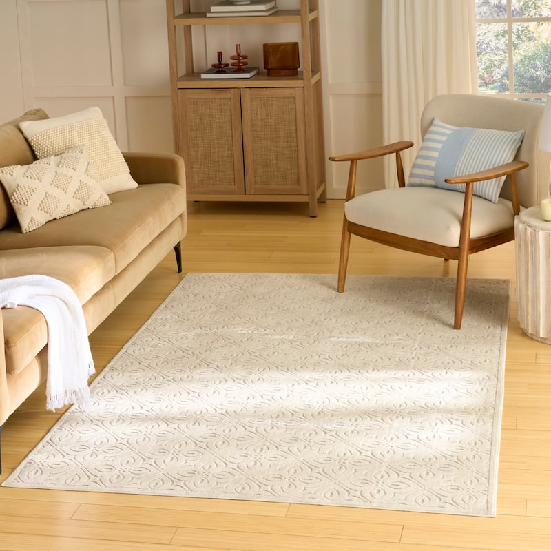 Nourison Washable Charm Indoor only Floral Area Rug - Ivory - 4' x 6'