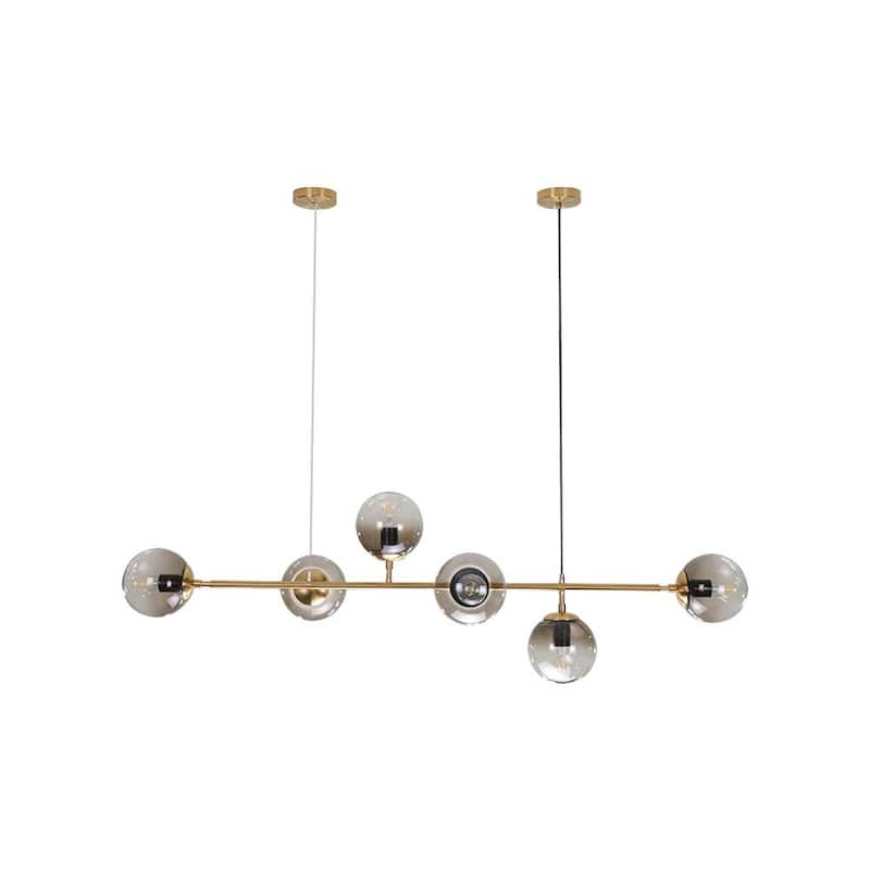 Contemporary 6-light Globe Linear Lighting - Brass