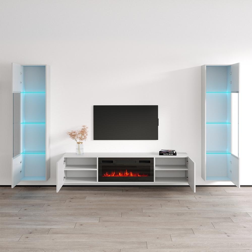 Floating fireplace entertainment center sale