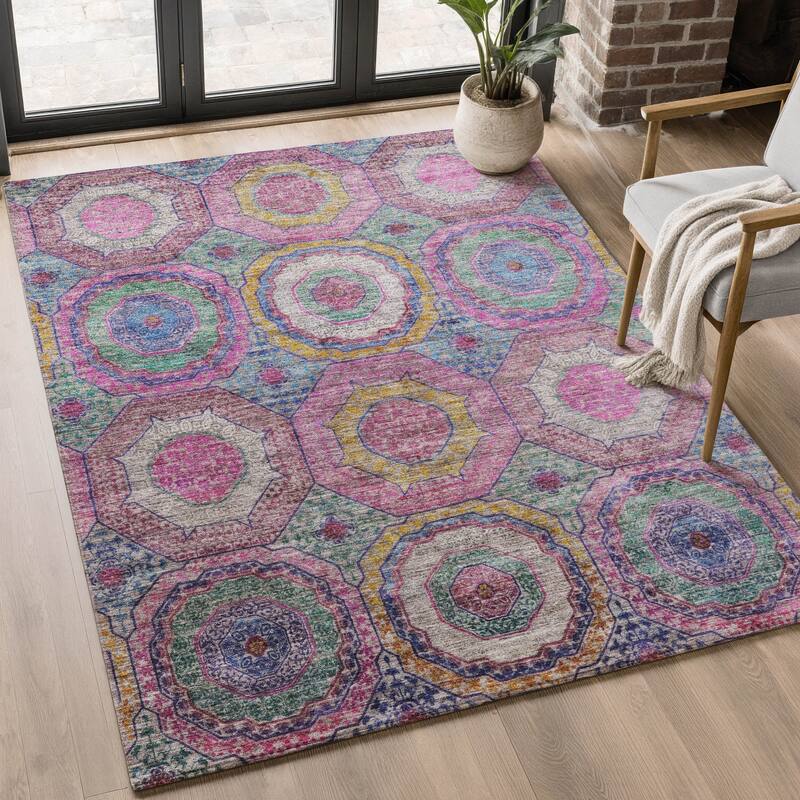 Premium Washable Super Soft Traditional Mamluk Mayfield Rug - Pink - 8' x 10'
