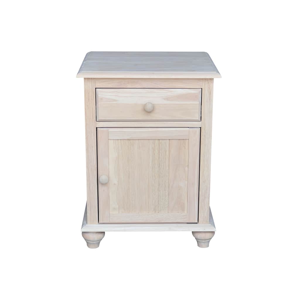 International Concepts Solid Wood Nightstand with Storage Cabinet