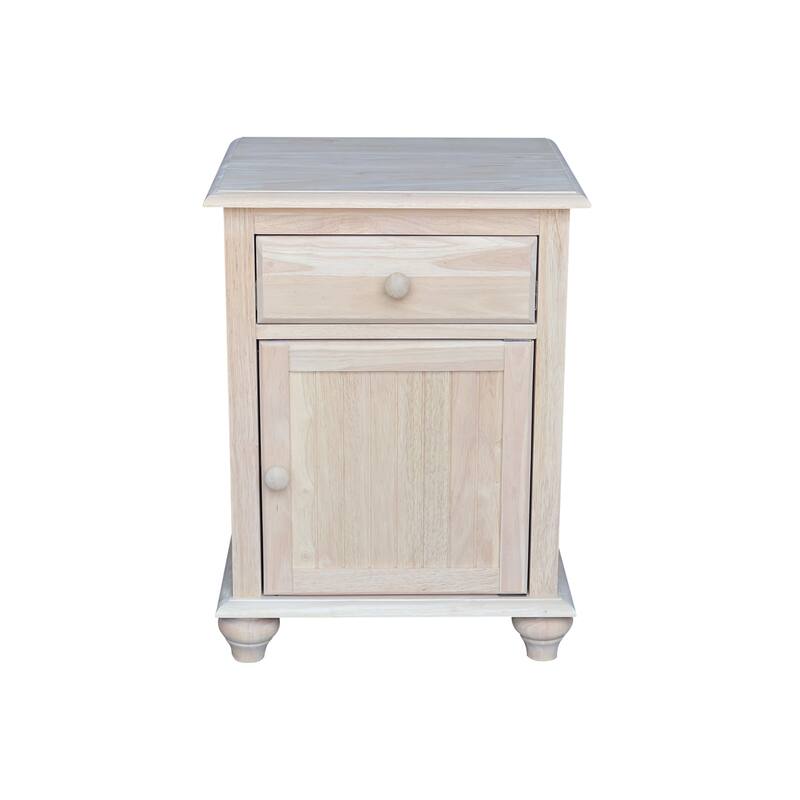 International Concepts Solid Wood Nightstand with Storage Cabinet - Ready to finish