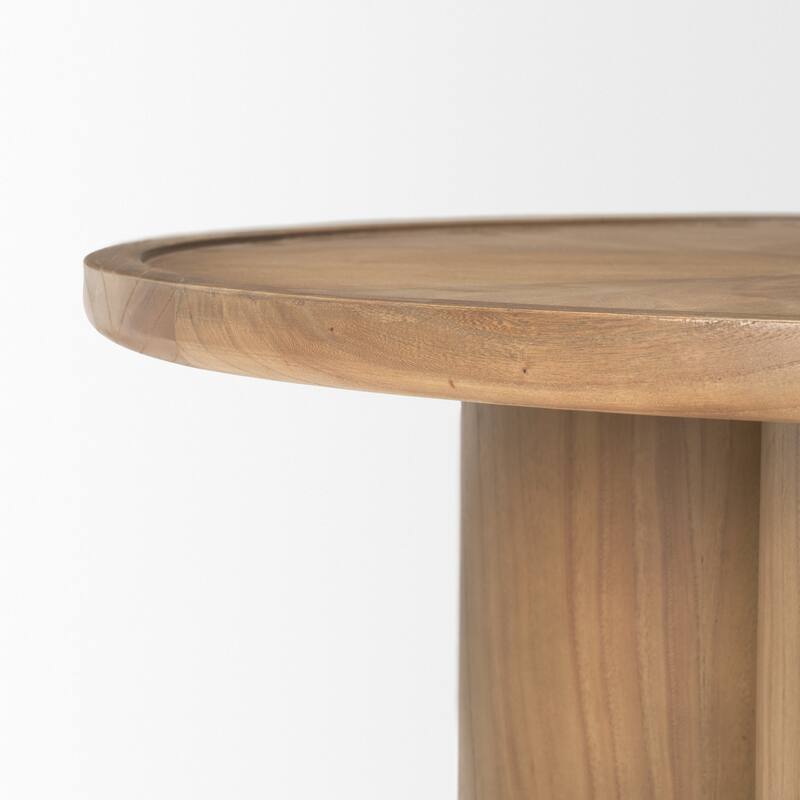 HomeRoots 39" Natural Solid Wood Round Pedestal Coffee Table - 39.25' X '16.5' X '39.25