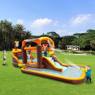 Inflatable Big Bounce House Playground Slide Water Park Bouncer - Blue ...