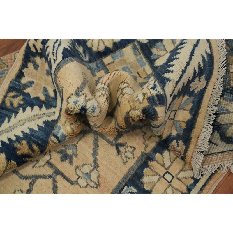 Hand Knotted Oriental 100% Wool Carpet Traditional All-Over Peach Ziegler Runner Rug - 15' 11'' X 2' 10''