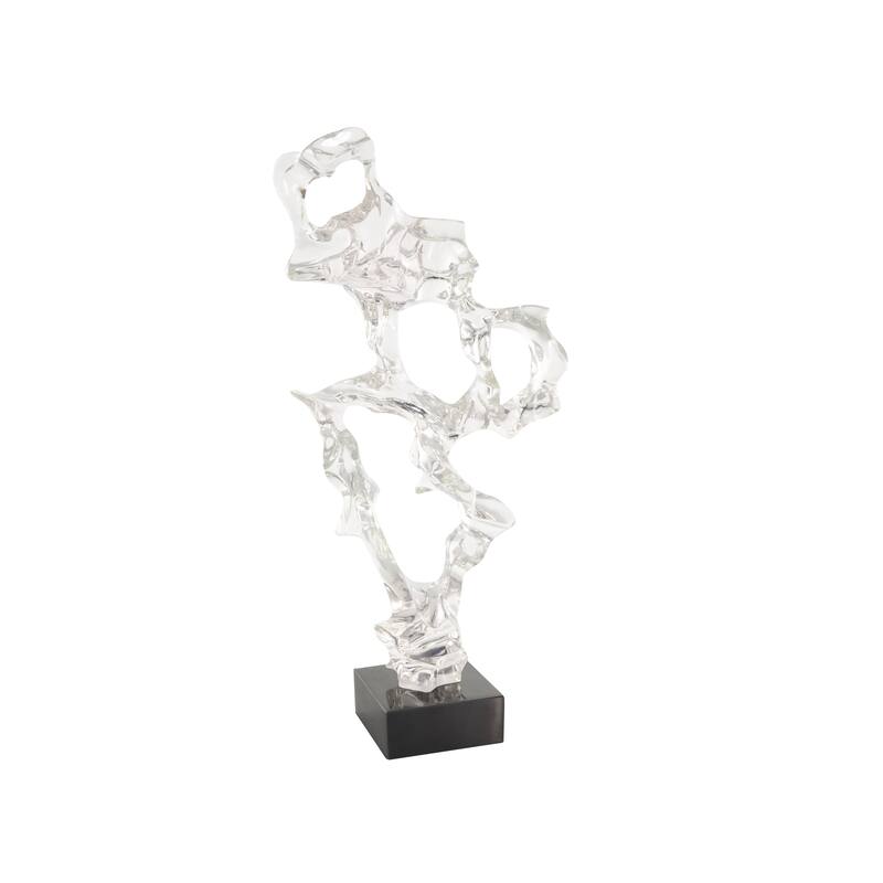 Clear Resin Abstract Decorative Sculpture with Black Square Base
