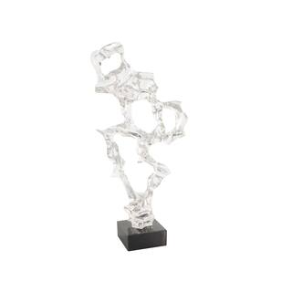 Clear Resin Abstract Decorative Sculpture with Black Square Base