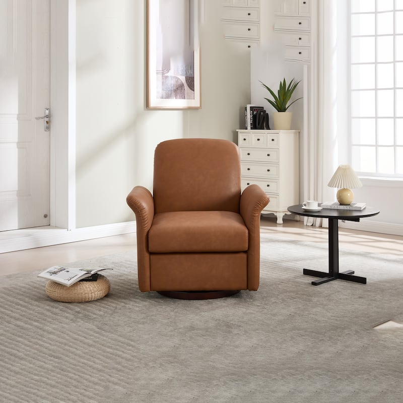 Modern Barrel Armchair with Wood Base for Bedroom
