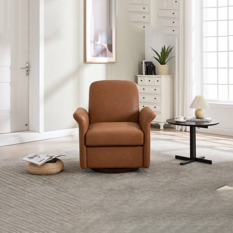 Swivel Accent Chair for Living Room, Modern Upholstered Armchair with Wood Base, Flared Arms for Bedroom Reading Waiting