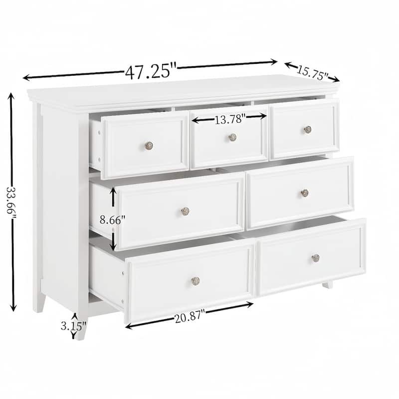 Modern Wood Dresser Cabinet with Metal Slide Rails and 7 Drawers