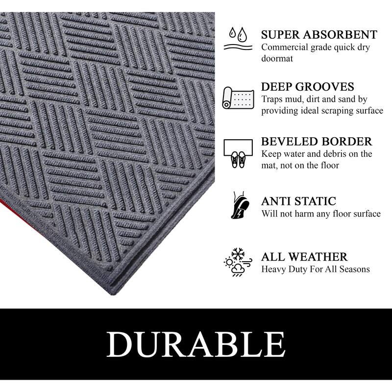 A1HC New All Weather Superior Dirt and Moisture Absorbing Polypropylene Door Mat with Non-Slip Backing for Inside Outside Use