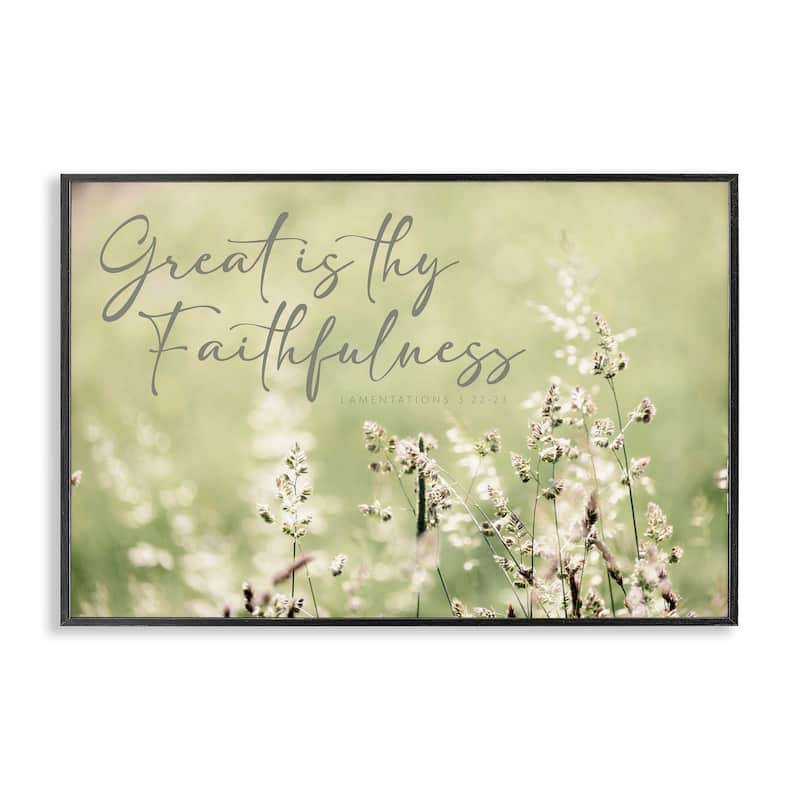 Stupell Spiritual Faithfulness with Florals Framed Giclee Art Design By Erin Marie - 24 x 16 - Black
