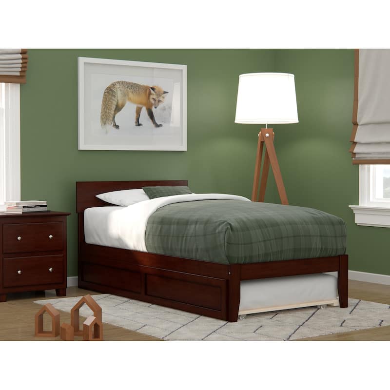 AFI Boston Platform Bed with Trundle - Walnut - Twin