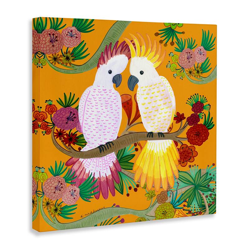 Stupell Bright Cockatoos & Foliage Canvas Wall Art Design By Kay Widdowson