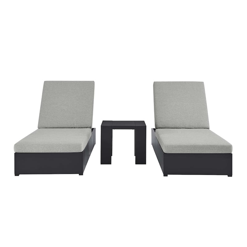 Tahoe Patio Aluminum 3-Piece Chaise Lounge Set - Grey