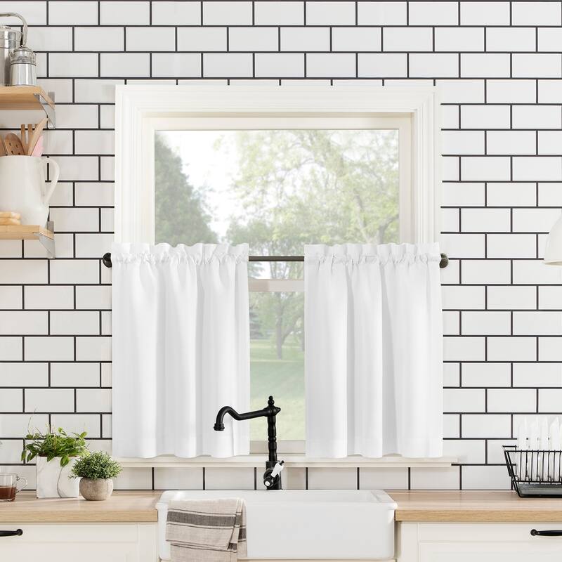No. 918 Martine Microfiber Semi-Sheer Rod Pocket Kitchen Curtain Valance and Tiers Set