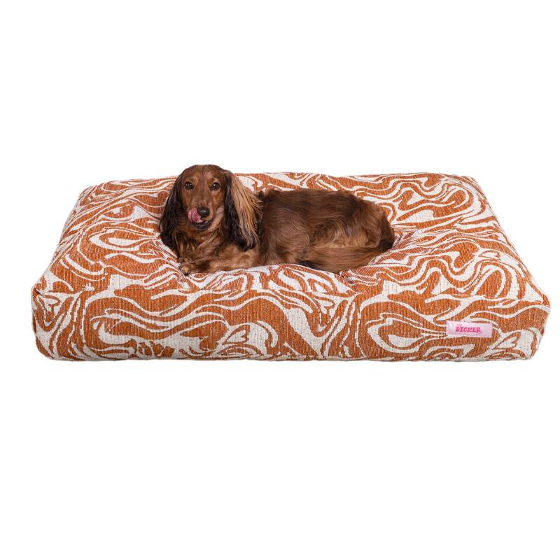 Mabel Designer Modern Ultra Soft Reversible Plush Rectangular Pet Bed with Washable Cover - 35 x 23 x 7.5 - Tangerine Twist