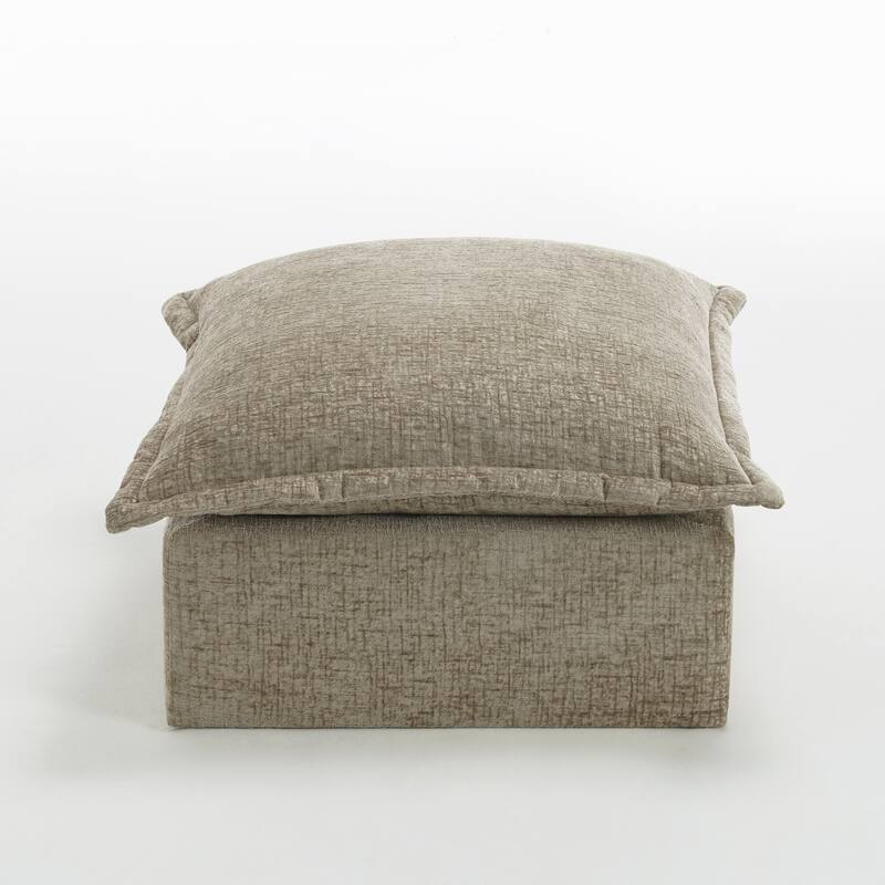 31.7"W Oversized Chenille Upholstered No Assembly Square Ottoman