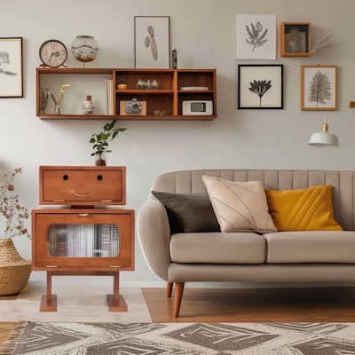 Modern Nightstand, End Table with Rotating Drawers