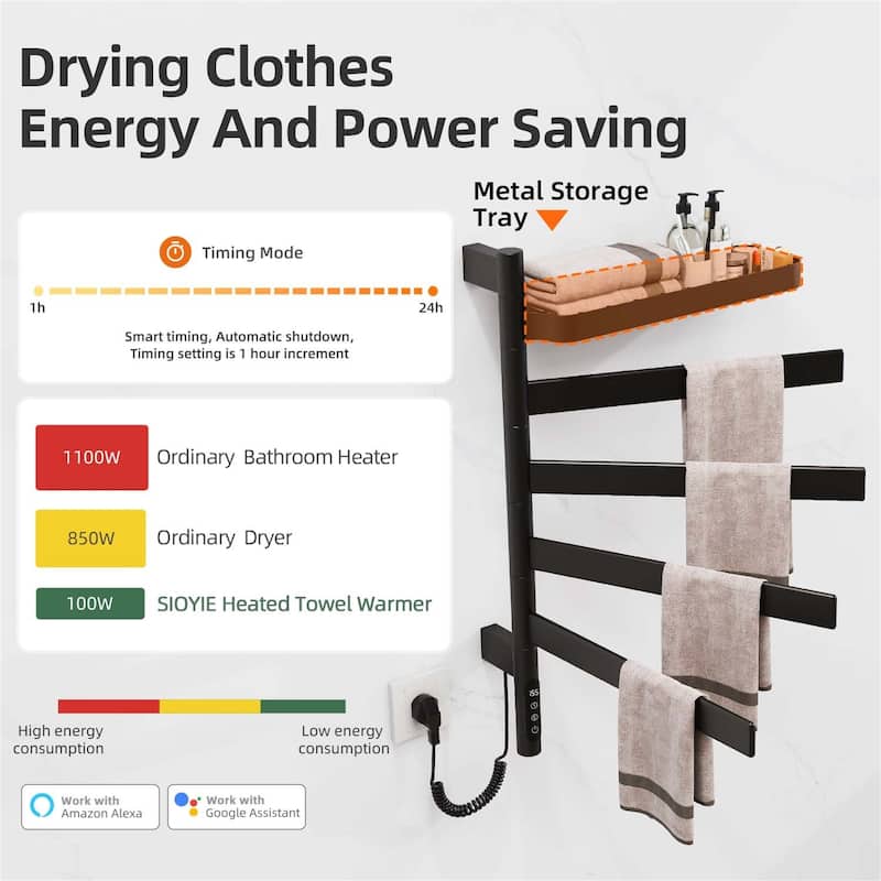 Wall-Mounted Electric Towel Dryer with Swivel Bars