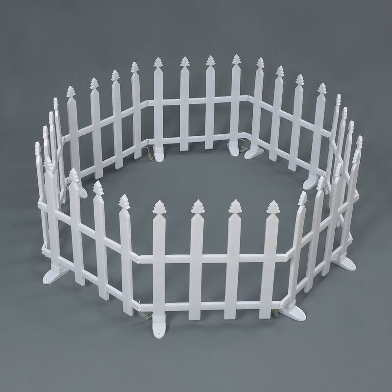 8-Piece Light Show Fence Design Outdoor Holiday Decoration - White - 15.94" H x 15.15" W