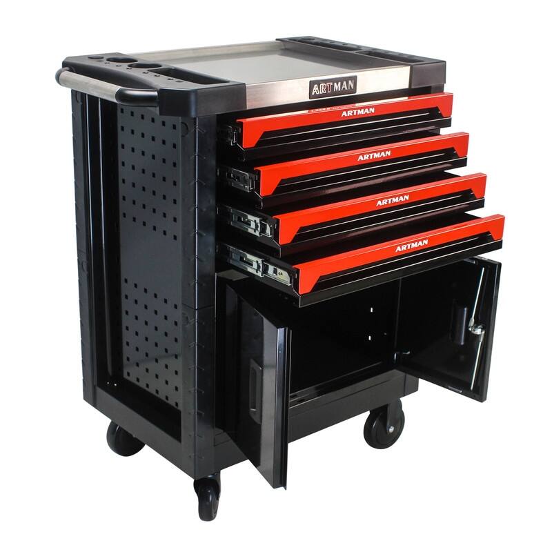 4 Drawers Rolling Tool Cart Chest with Lockable Garage Storage Cabinet