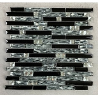 Random Sized Glass and Metal Linear Mosaic Wall Tile - Case (10 Sheets)
