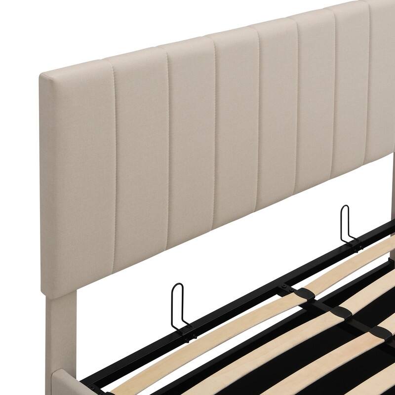 Queen size Upholstered Platform bed with a Hydraulic Storage System