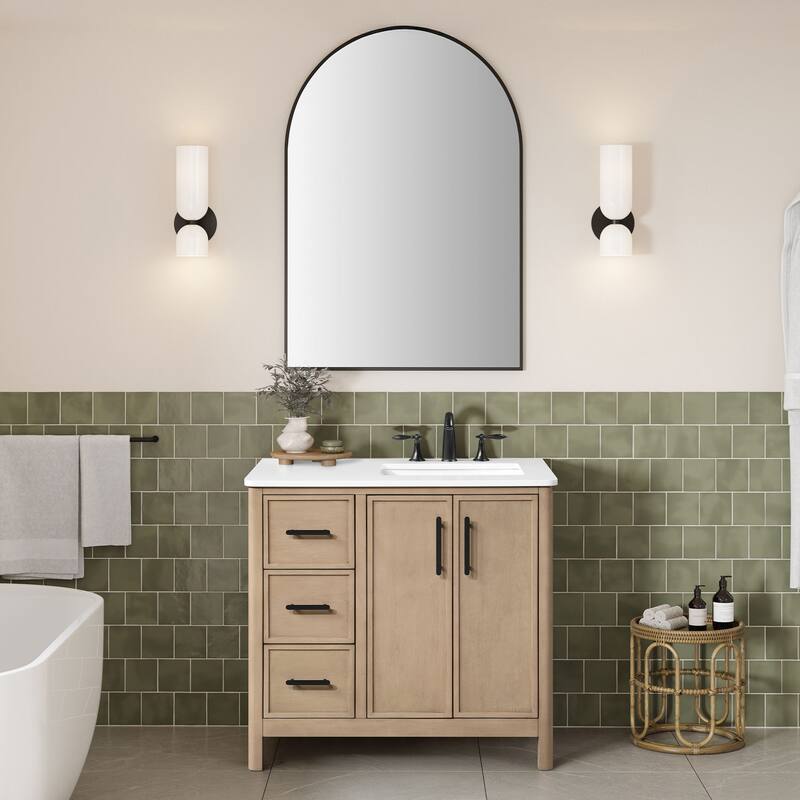 OVE Solas Bathroom Vanity with White Engineered Stone Top