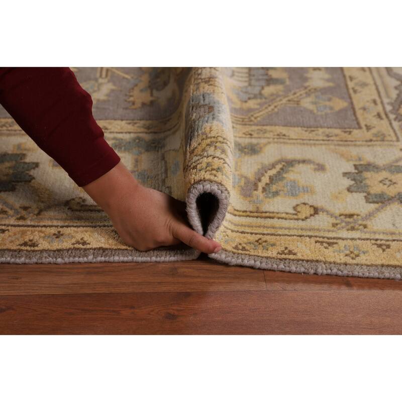 Gray Oushak Oriental Area Rug Hand-Knotted Wool Carpet - 7'6" x 10'6"