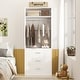preview thumbnail 11 of 76, Kyrvo Freestanding Closet System with 3 Wooden Drawers ＆ Hanging Rod ＆ Storage Shelf, Modular Walk-in Closet Organizer Wardrobe Set of 1 - White