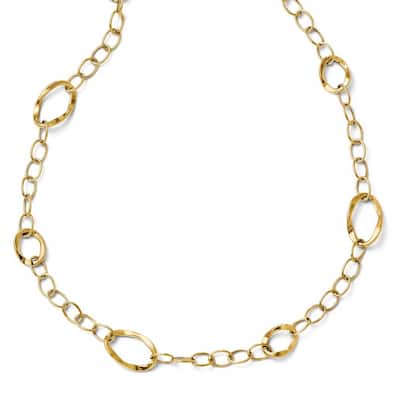 Curata 14k Yellow Gold Polished Fancy Oval Links With 2inch Ext Necklace, 17"
