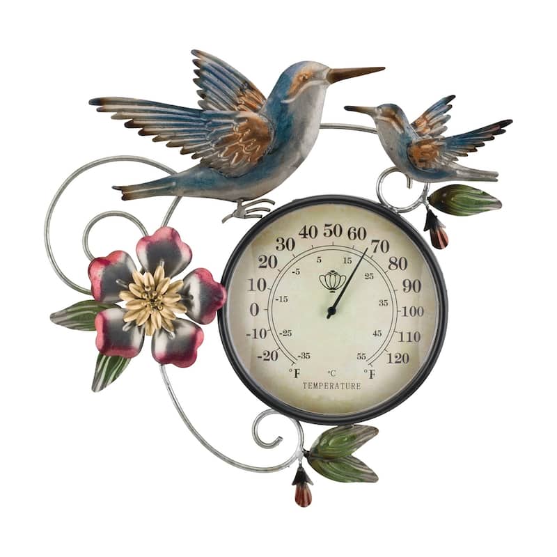 Thermometer Metallic Wall Decor - Hummingbird
