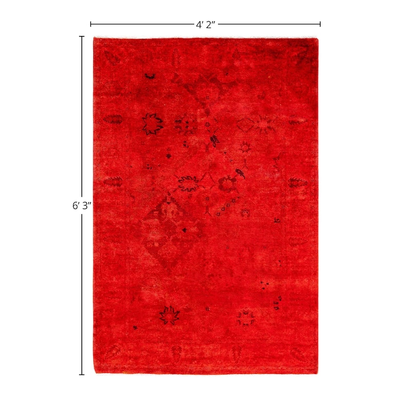 Overdyed, One-of-a-Kind Hand-Knotted Area Rug - Pink - 4' 2" x 6' 3"