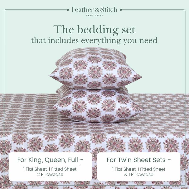 300 Thread Count Cotton Sateen Weave Printed Sheet Set