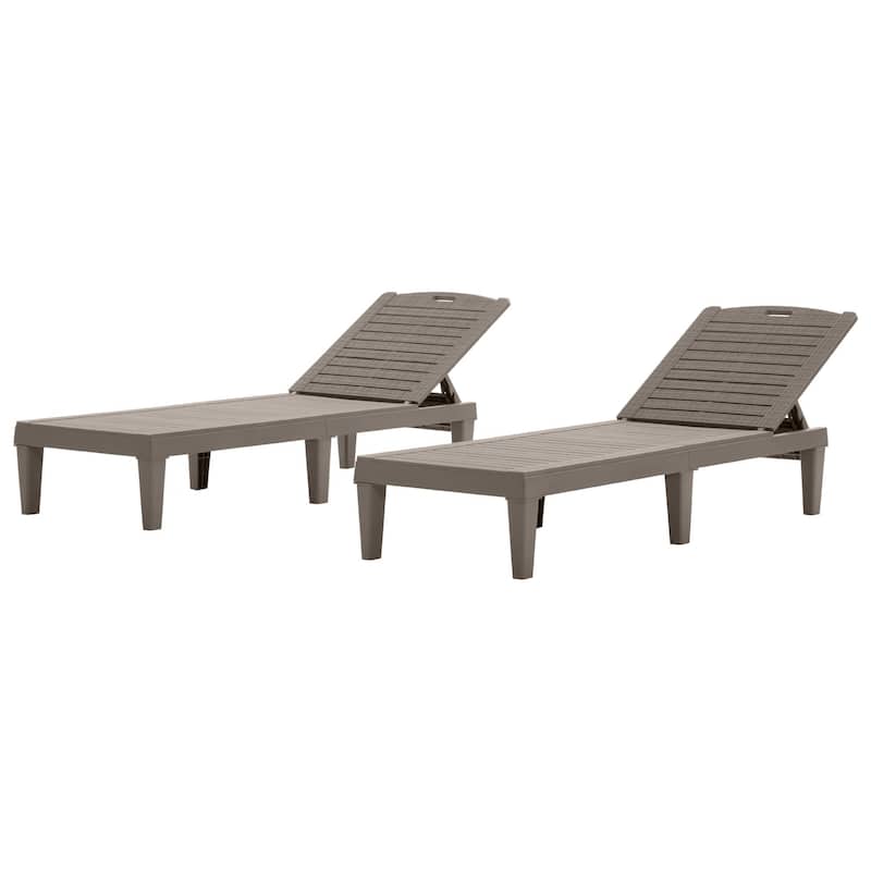 2-Piece Outdoor Resin Chaise Lounges Chairs with Adjustable Backrest