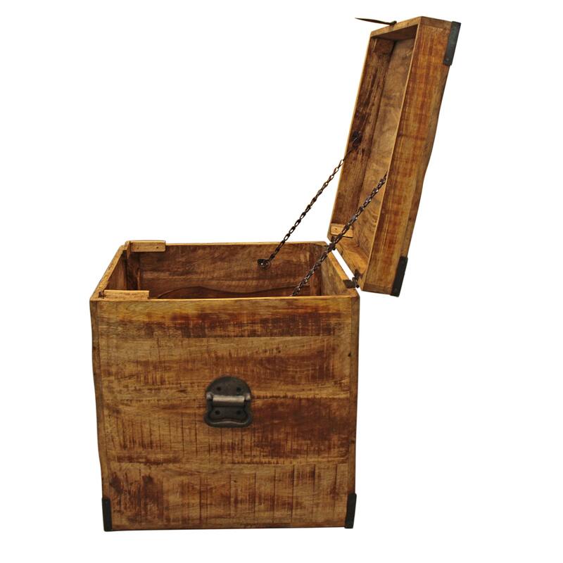 HomeRoots 20" Natural Brown Solid Wood Square End Table - 18.00 in. x 20.00 in. x 18.00 in.