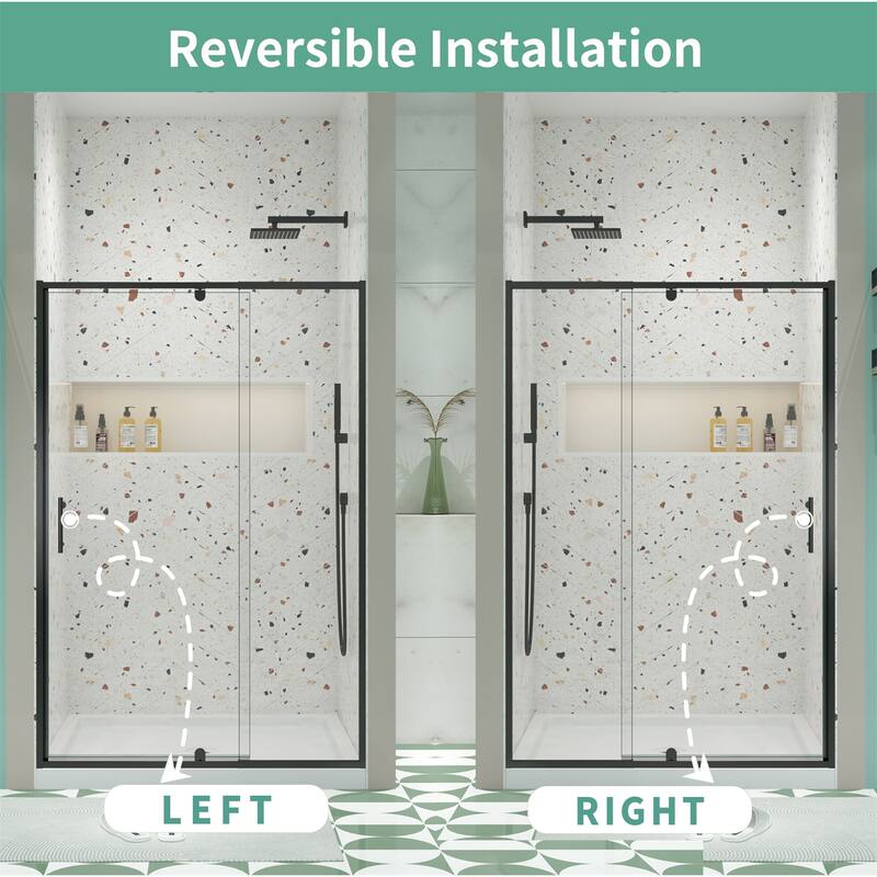 56-60"W x 71"H Piovt Swing Glass Shower Door