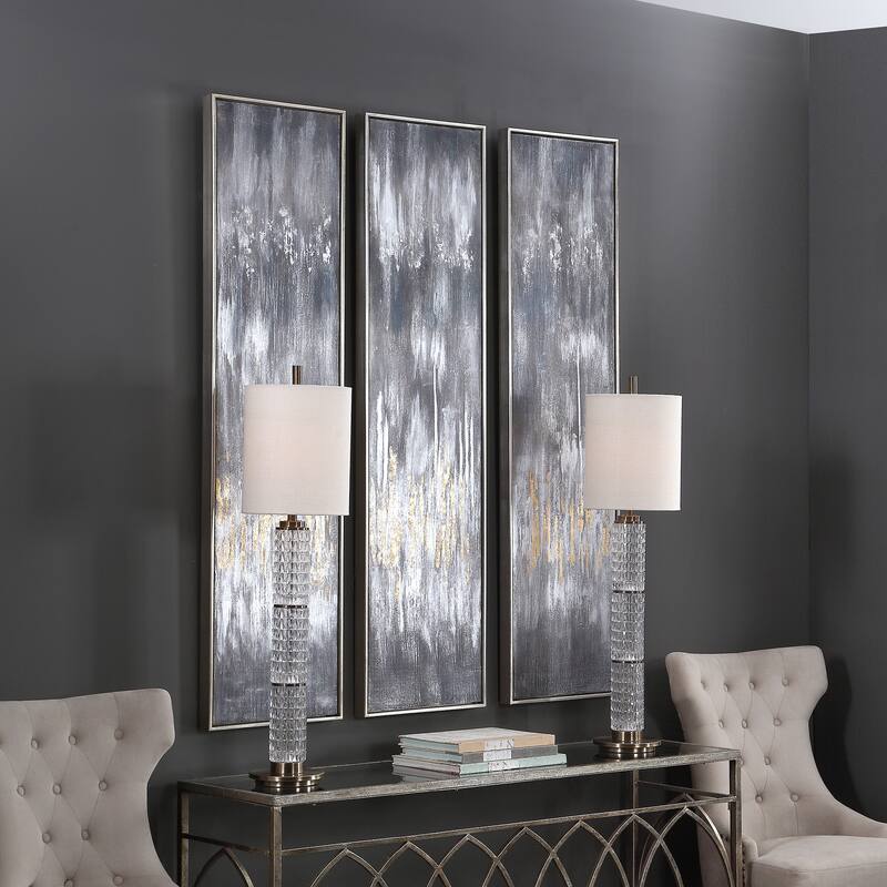 Uttermost Grey Showers Hand Painted Canvases (Set of 3)