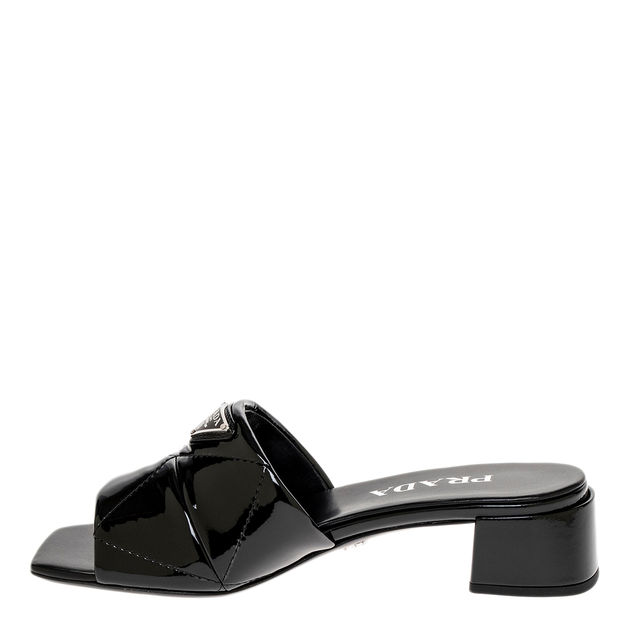 Prada Quilted Patent Leather Slides - Overstock - 43005262 display picture 3
