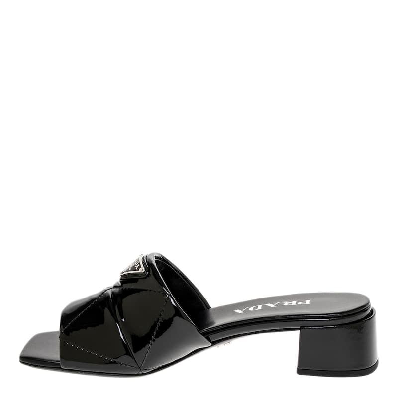 Prada Quilted Patent Leather Slides
