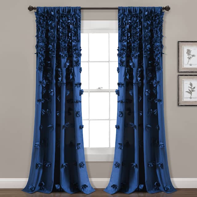 Silver Orchid Turpin Single Window Curtain Panel - 54"Wx84"L - Navy